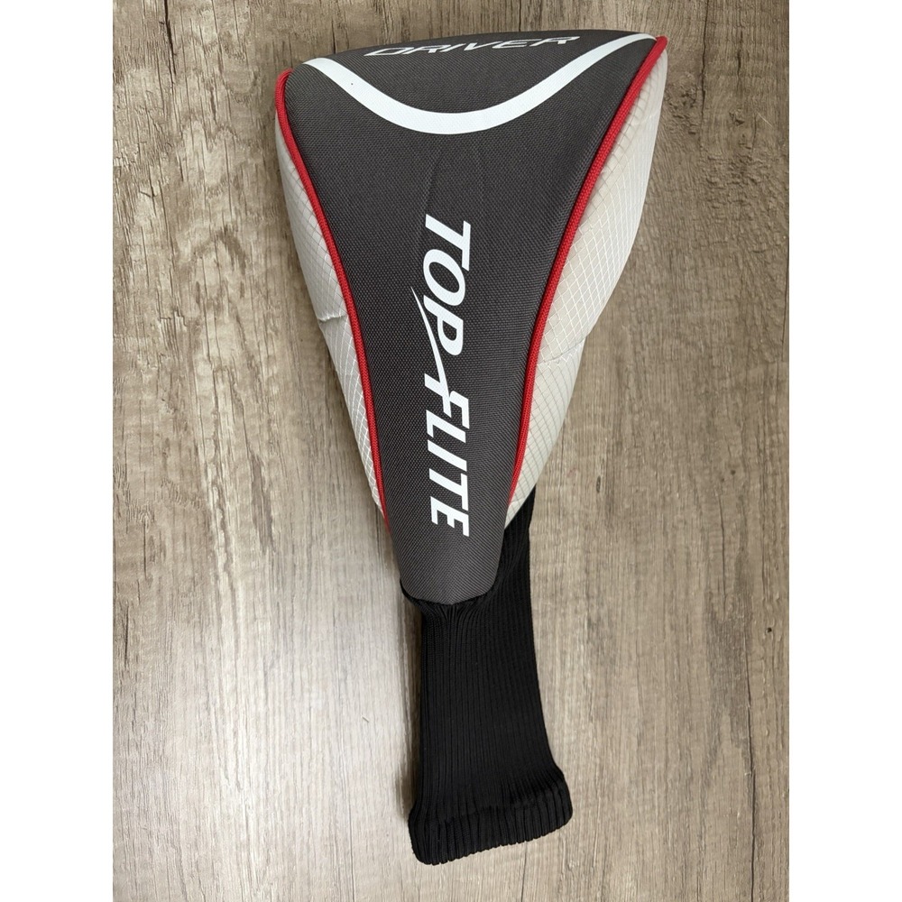 Top Flite Driver Head Cover‎ Golf Club Cover Gray Red White Sock Style Pullover
